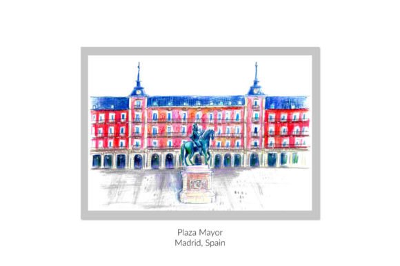 Download Plaza Mayor. Madrid Drawings. - Drawings Collection