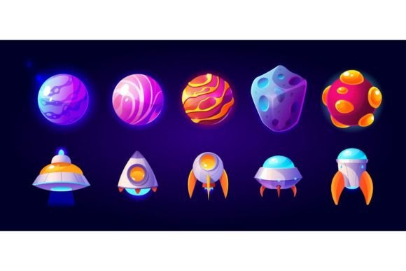 Download UFOs Spaceships and Rockets with Planets - Ufos Collection