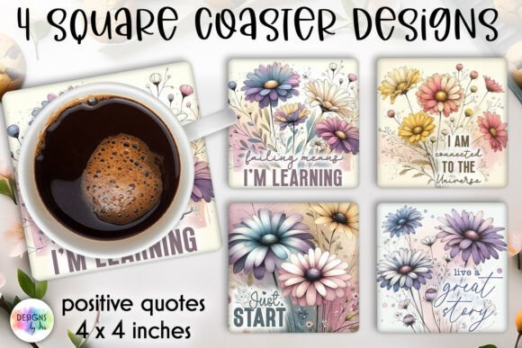 Download Positive Quotes Spring Floral Coaster - Positive Collection